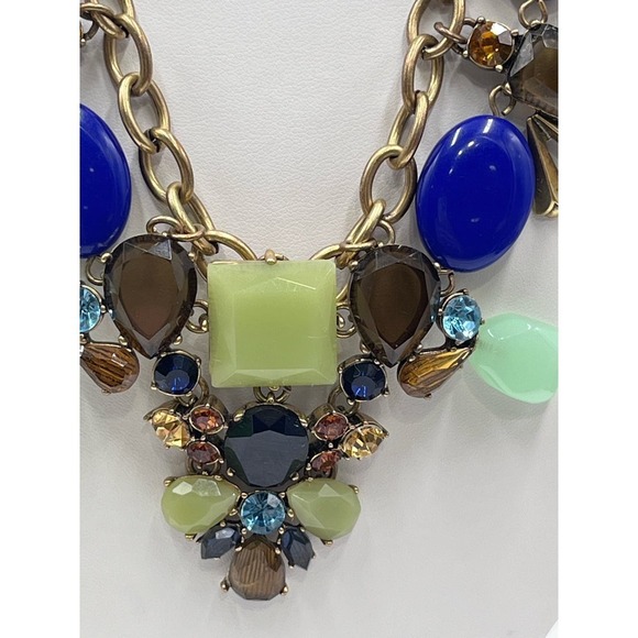 J.‎ Crew Chunky Rhinestone Blue Green Statement Necklace - Picture 12 of 12